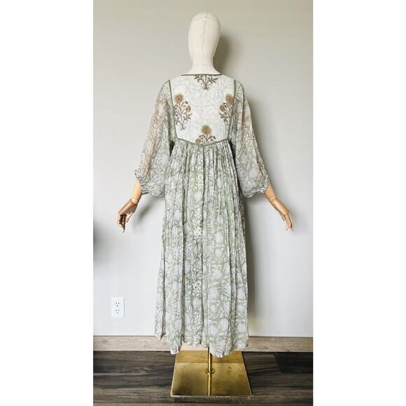 DAUGHTERS OF INDIA Diya Midi Dress in Pistacho Green Size XS - Picture 10 of 16